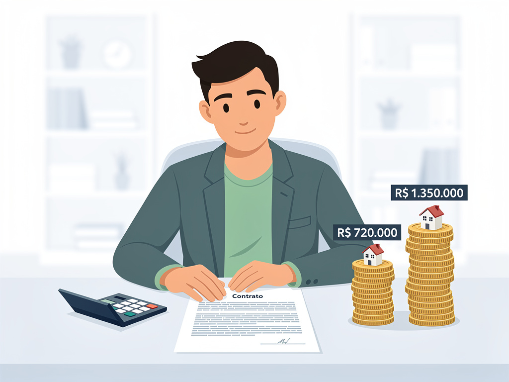 Positioned within the section comparing the 5 decision criteria between consortium and financing. Illustrates the concept of financial planning and cost comparison. consórcio