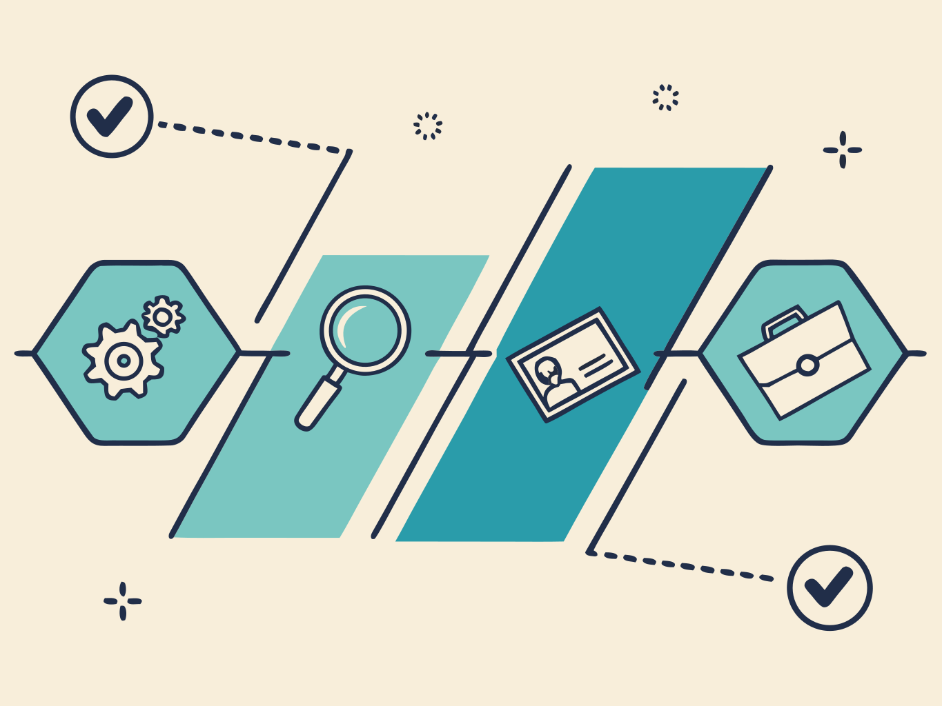 ilustração vetorial de linha do tempo com quatro etapas em ícones geométricos minimalistas coloridos