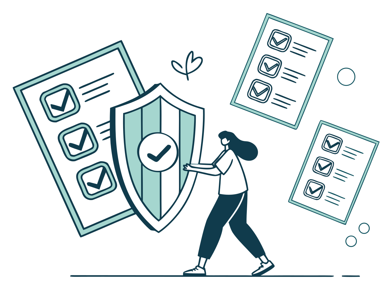 ilustração vetorial de escudo com marcas de verificação simbolizando segurança em negociação