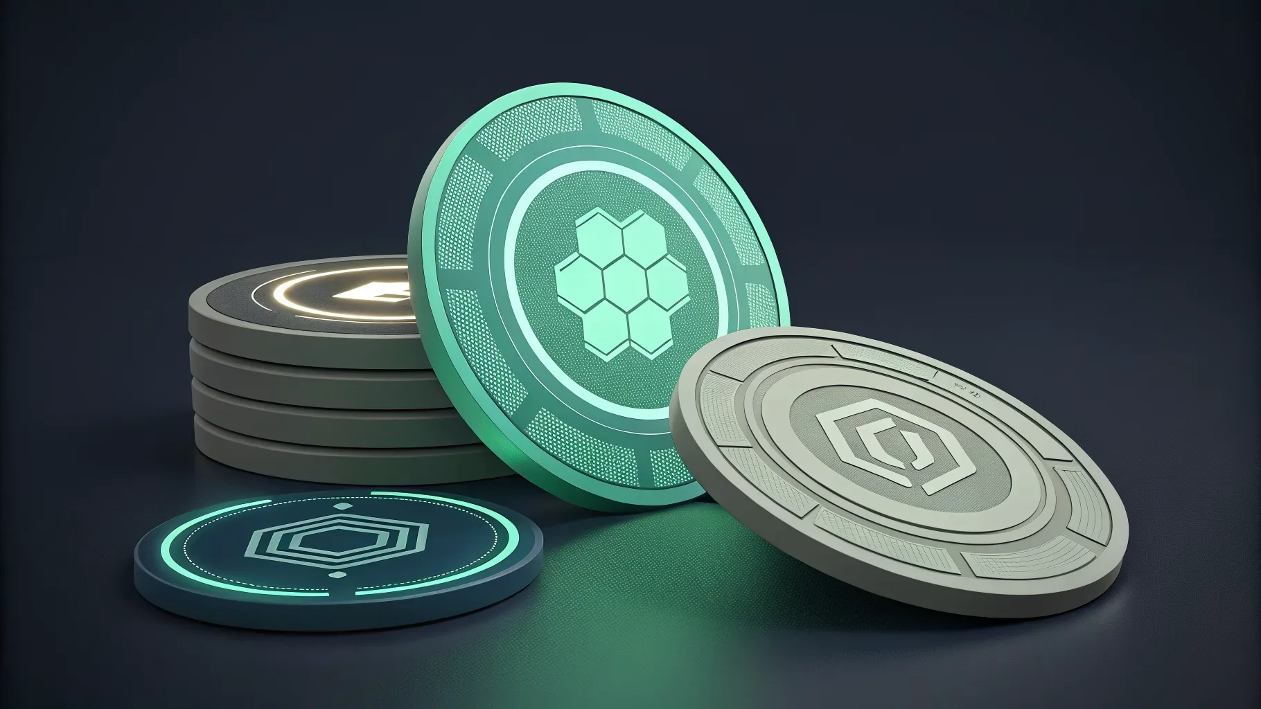 parcelas pagas ao vender cota: ilustração digital de discos empilhados em verde e cinza representando frações de valor acumulado