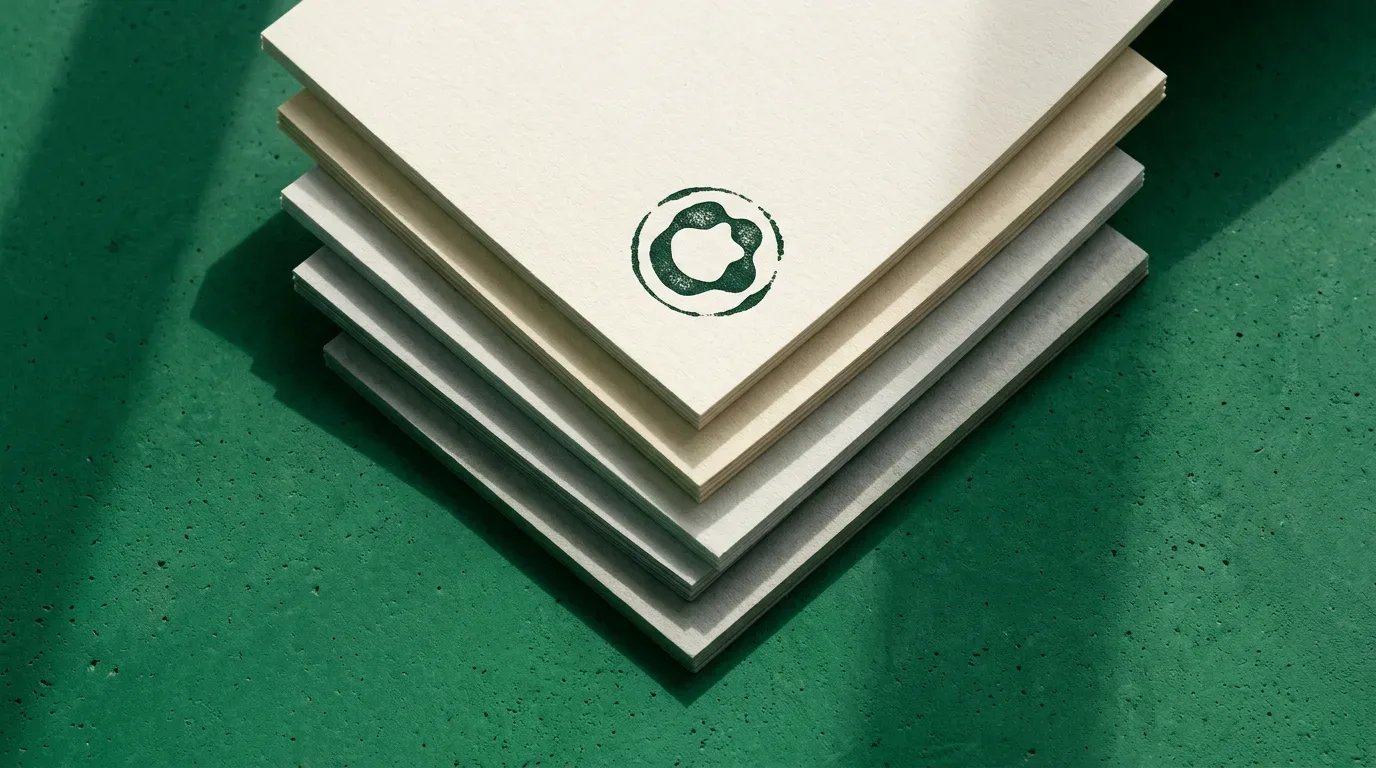 pilha de documentos em papel off-white com sombras geométricas sobre superfície de concreto com tom esverdeado (documentos transferência carta contemplada)